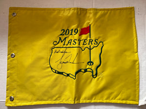 Tiger Woods 2019 Masters champion pristine signed ''best wishes'' Masters pin flag with proof