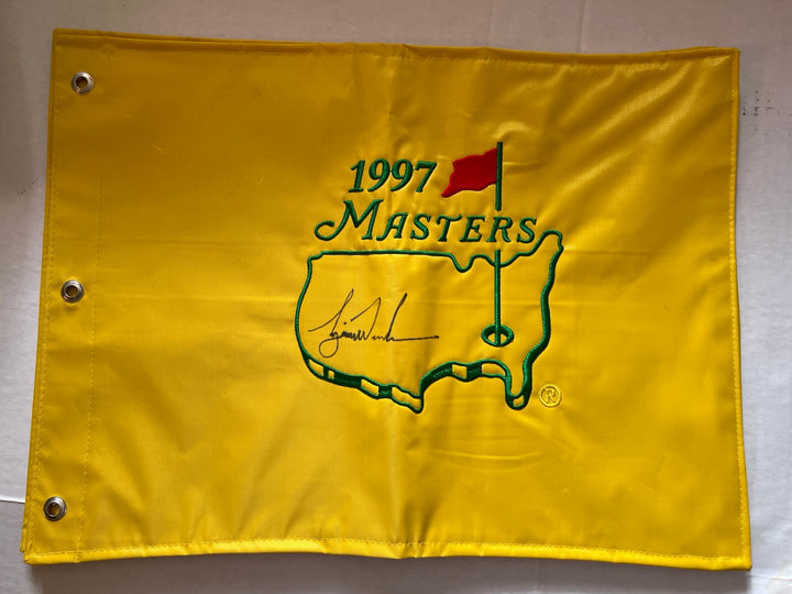 Tiger Woods 1997 Masters champion Masters pin flag signed with proof