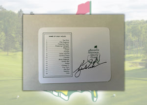 Tiger Woods Augusta National Masters scorecard signed with proof