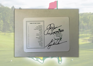 Tiger Woods, Jack Nicklaus Augusta National Masters scorecard signed with proof