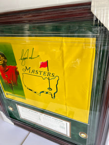 Tiger Woods Masters golf pin flag signed & framed 24x26 with proof