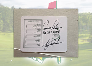 Tiger Woods and Arnold Palmer Masters Golf scorecard signed with proof