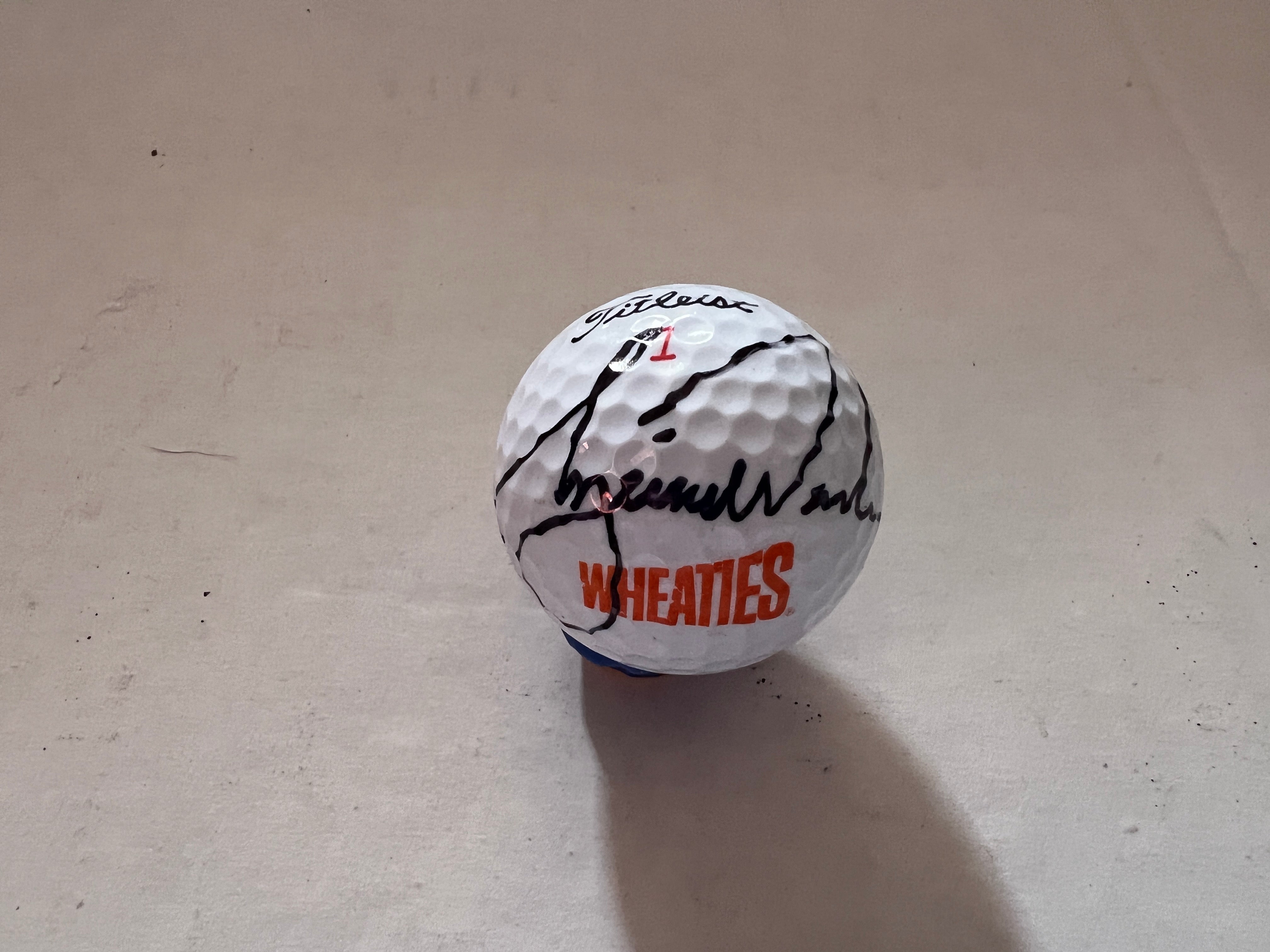 Tiger Woods vintage Wheaties golf ball signed with proof including free golf ball display case