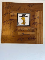 Load image into Gallery viewer, Tim Duncan, Kawhi Leonard, Gregg Popovich, San Antonio Spurs 2014 NBA champs 12x12 parquet hardwood floor team signed with proof
