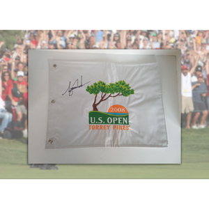 Tiger Woods 2008 US Open golf pin flag signed with proof