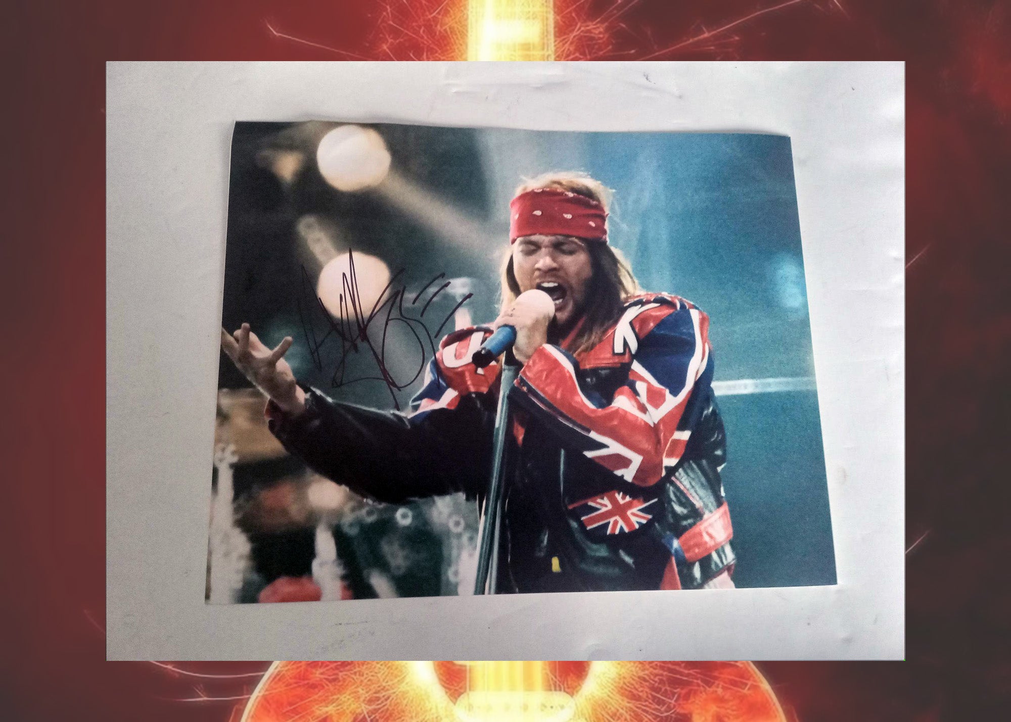 W. Axl Rose Guns N Roses 8 x 10 photo signed with proof