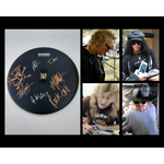 Load image into Gallery viewer, Axl Rose, Saul Hudson &#39;Slash&#39;, Duff McKagan, Matt Sorum, Guns and Roses 14-inch drum head signed with proof
