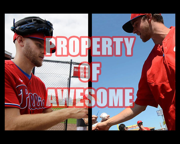 Zach Wheeler and Aaron Nola Philadelphia Phillies Rawlings MLB baseball signed with proof and free case