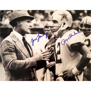 Tom Landry Roger Staubach Dallas Cowboys 8x10 photo signed