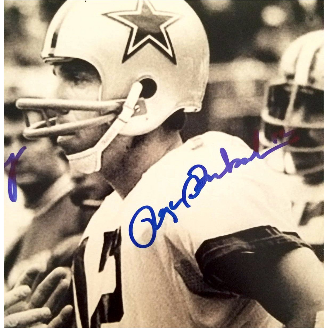 Tom Landry Roger Staubach Dallas Cowboys 8x10 photo signed