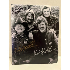 The Highwaymen Johnny Cas h, Waylon Jennings, Willie Nelson, Kris Kristofferson 8x10 photograph signed with proof