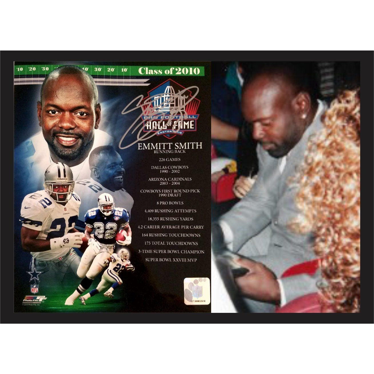 Emmitt Smith Dallas Cowboys 8x10 photo sign with proof
