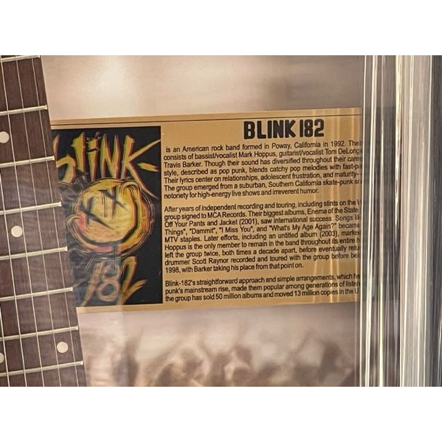 Mark Hoppus Travis Barker Brad Delonge Blink 182 electric guitar full size  signded & framed 45X18X3 with proof