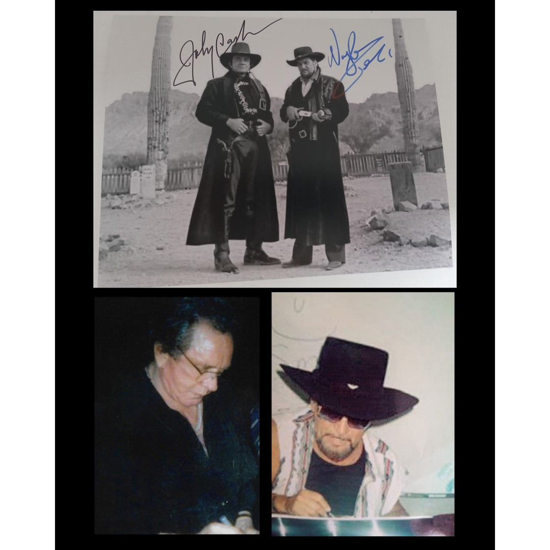 Waylon Jennings Johnny Cash 8x10 signed with proof