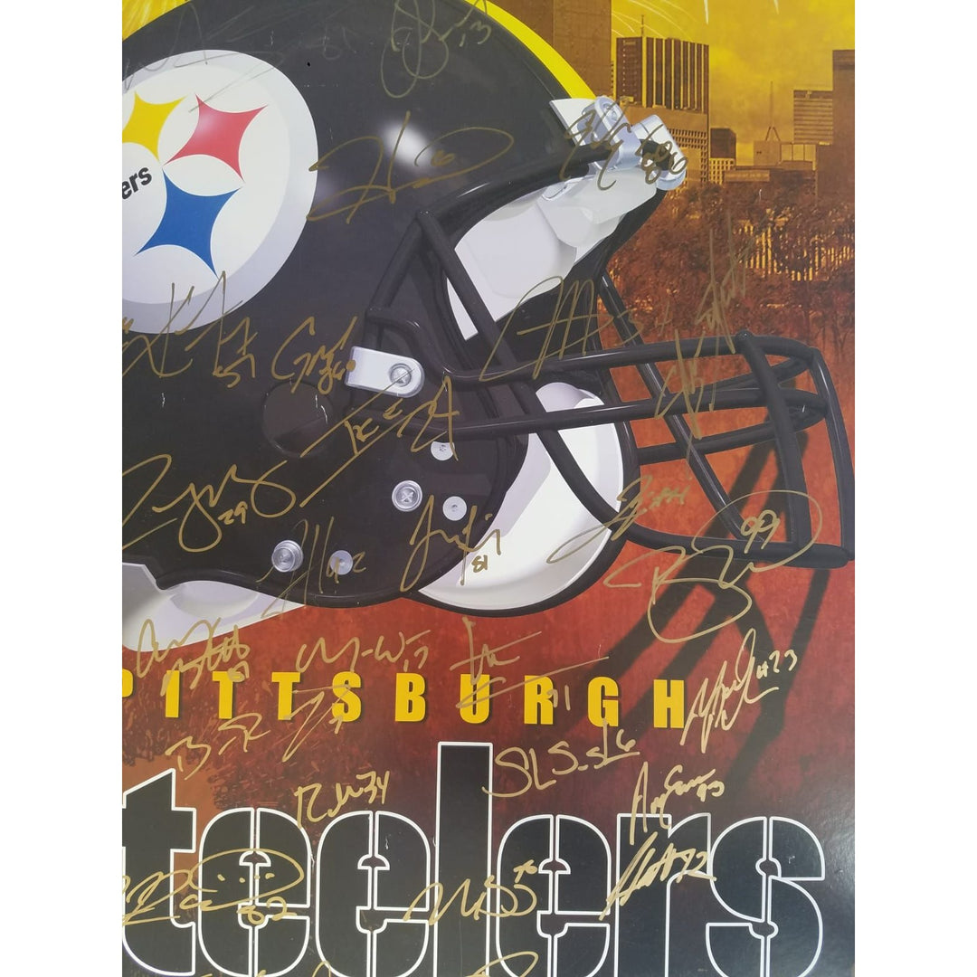 2010 Pittsburgh Steelers AFC Champs Ben Roethlisberger, Hines Ward, Troy Polamalu team signed poster with proof