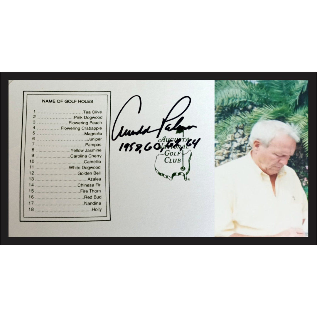 Arnold Palmer Masters scorecard signed with proof