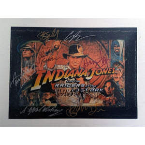 Indiana Jones Harrison Ford, Steven Spielberg, George Lucas cast signed with proof 11 by 14 photo