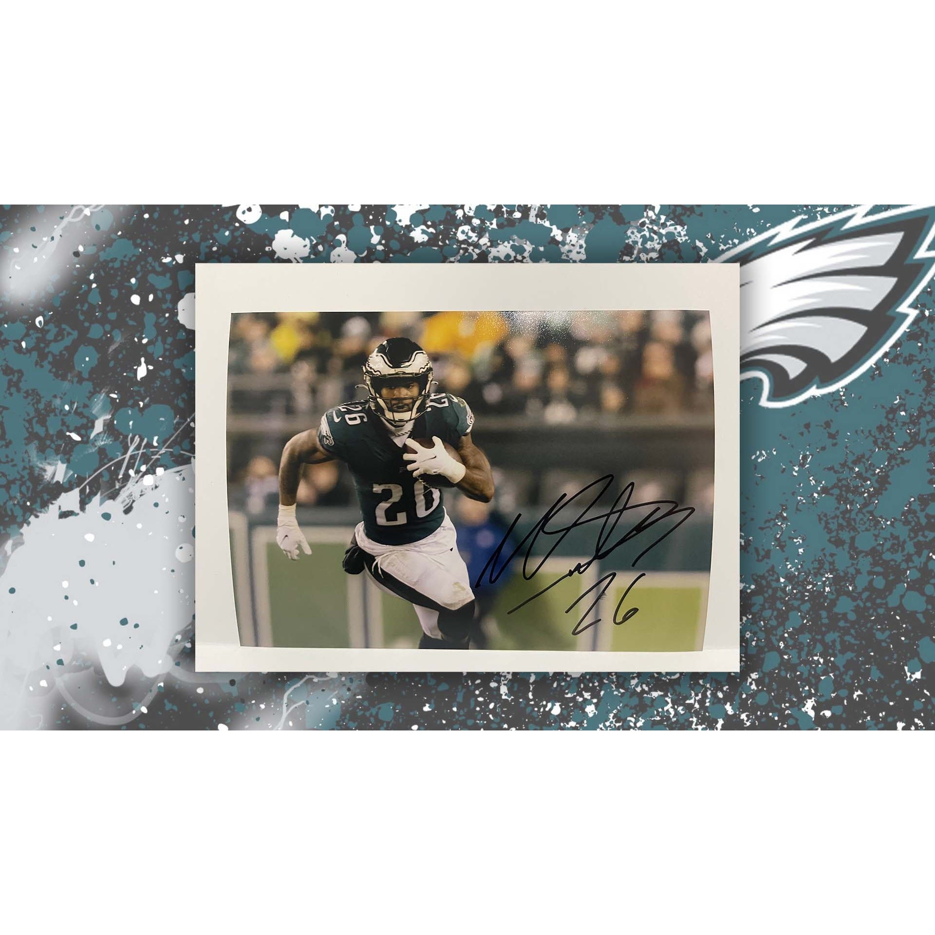 Miles Sanders Philadelphia Eagles 5x7 photo signed with proof with free acrylic frame