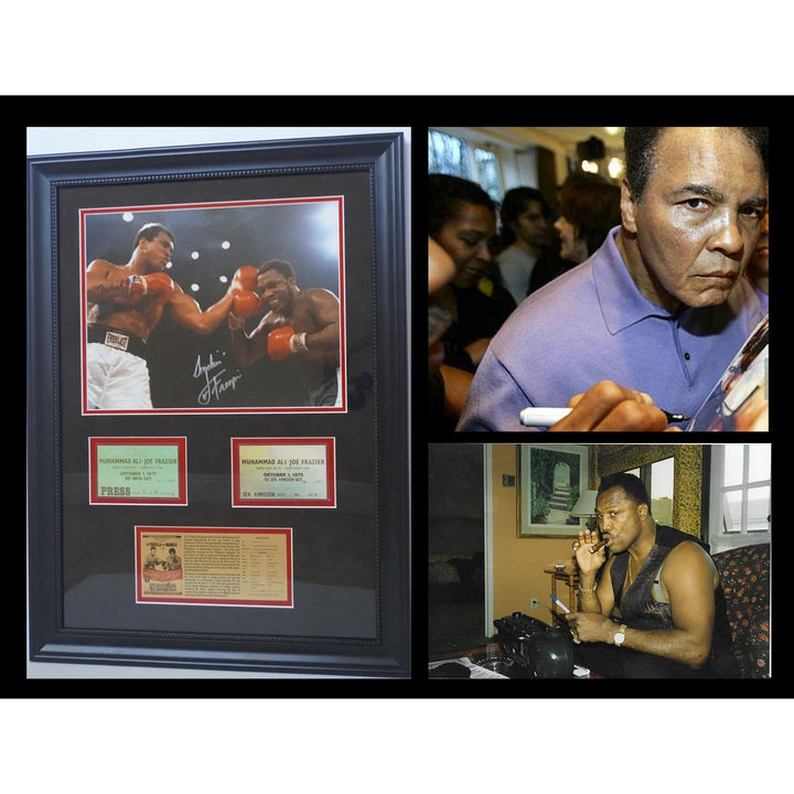 Muhammad Ali and Smokin Joe Frazier 11 by 14 photo signed and framed with proof - Awesome Artifacts 