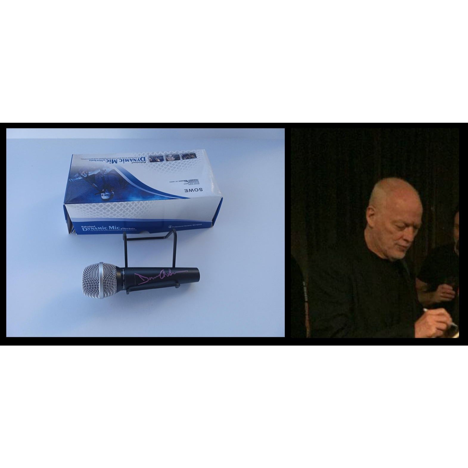 David Gilmour Pink Floyd microphone signed with proof