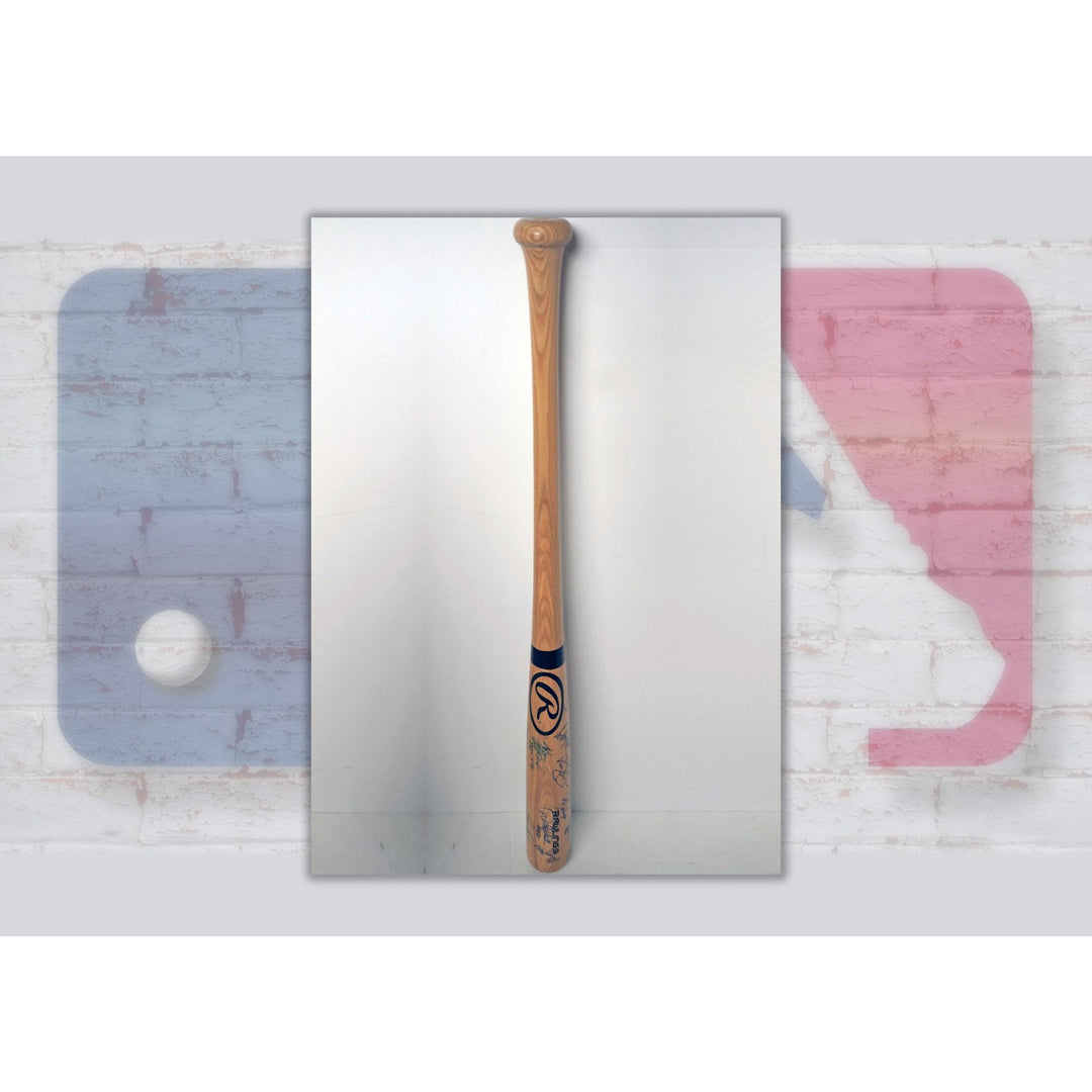 New York Yankees World Champions team signed bat signed with proof - Awesome Artifacts 