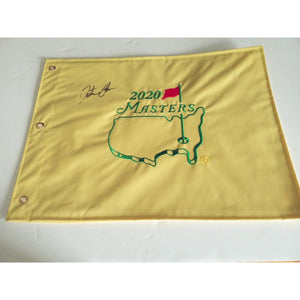 Dustin Johnson Masters champion 2020 signed golf flag with proof