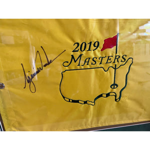 Tiger Woods Másters golf tournament pin flag with museum quality frame 24x27 signed with proof