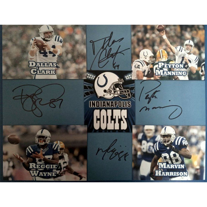 Indianapolis Colts Peyton Manning Marvin Harrison Reggie Wayne Dallas Clark 11 by 14 photo sign