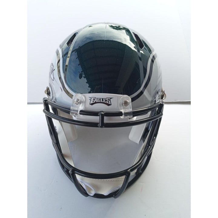 Jalen Hurts AJ Brown Dallas Goddard Devanta Smith Philadelphia Eagles Riddell Speed Authentic pro model helmet signed with proof