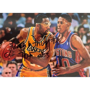 James Worthy Los Angeles Lakers 5 x 7 photo sign with proof