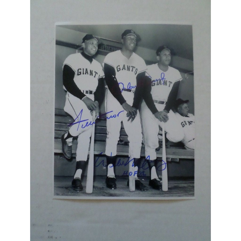 Willie Mays Orlando Cepeda and Willie McCovey 8 by 10 sign photo