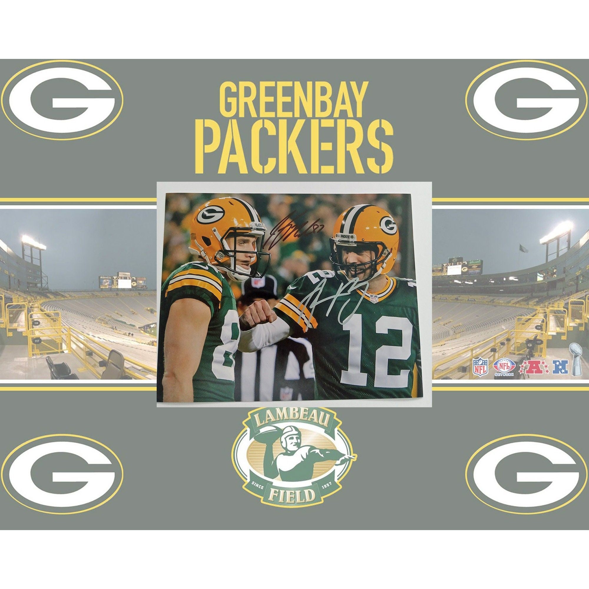 Green Bay Packers Aaron Rodgers and Jordy Nelson 8 by 10 signed photo with proof