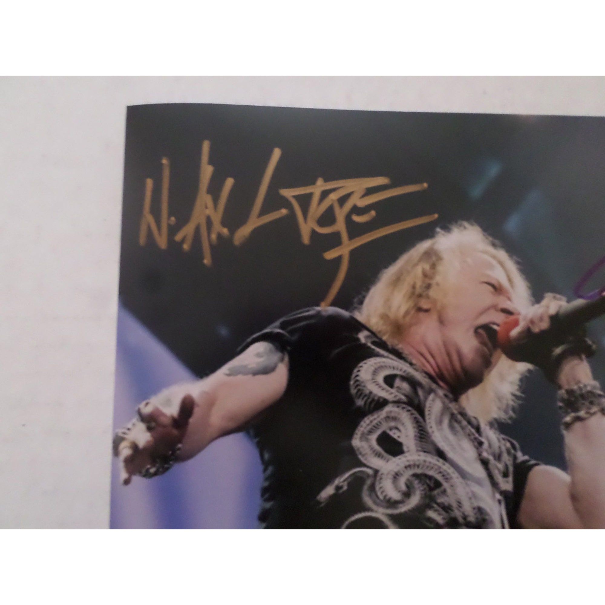 Axl Rose and Angus Young 8 by 10 signed photo with proof