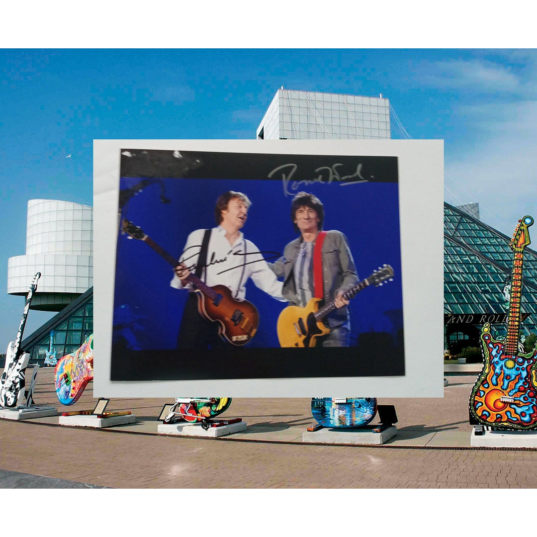 Paul McCartney and Ronnie Wood 8 x 10 signed photo with proof - Awesome Artifacts 