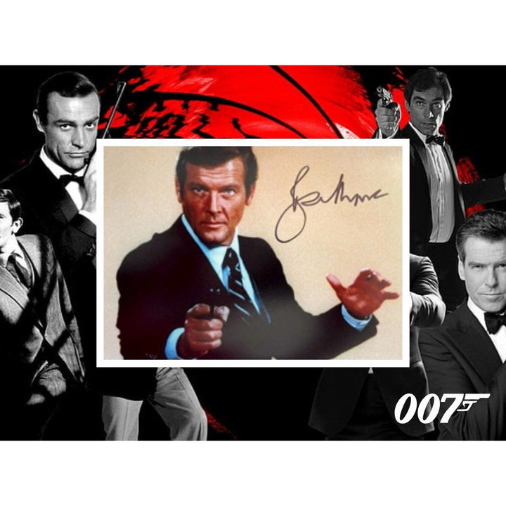 Roger Moore James Bond oo7 5 x 7 photo signed with proof - Awesome Artifacts 