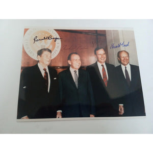 Ronald Reagan, Richard Nixon, George H. Bush, and Gerald Ford 8x10 photo signed with proof