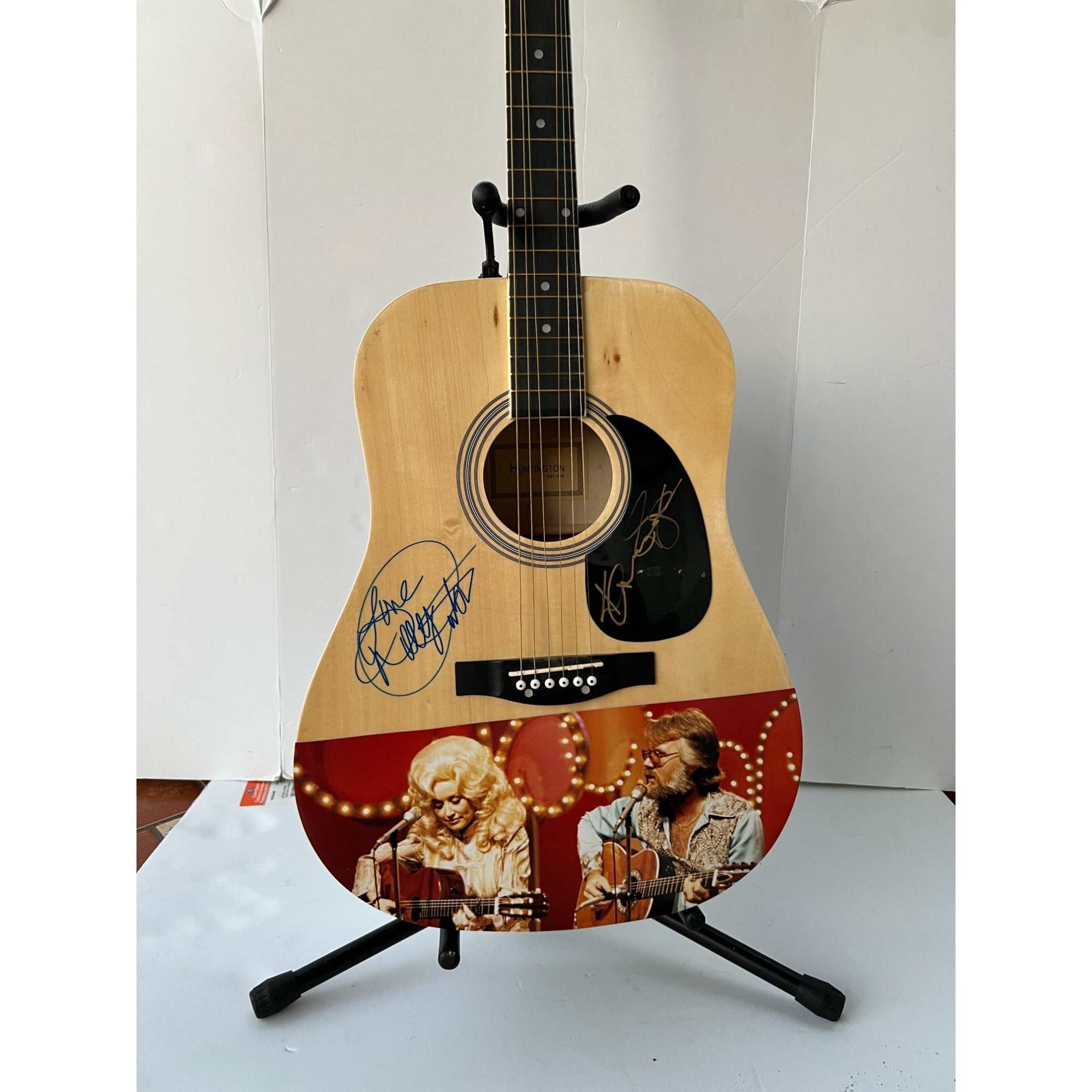 Dolly Parton and Kenny Rogers One of a Kind guitar signed with proof