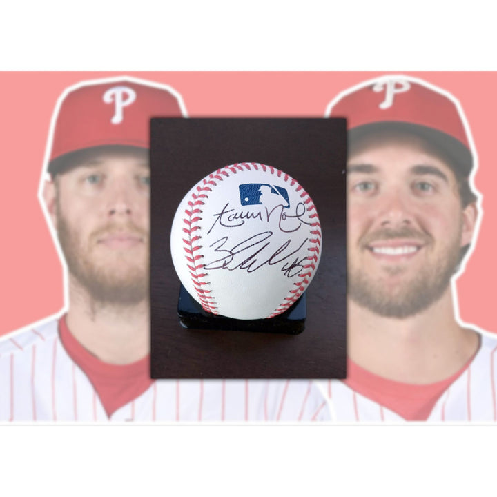 Zach Wheeler and Aaron Nola Philadelphia Phillies Rawlings MLB baseball signed with proof and free case