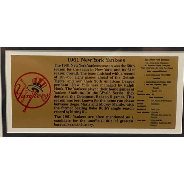 Roger Maris Whitey Ford Mickey Mantle Yogi Berra 1961 New York Yankees signed 37x31