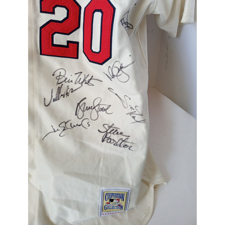 St. Louis Cardinals Lou Brock, Bob Gibson Stan Musial all-time greats signed jersey with proof - Awesome Artifacts 