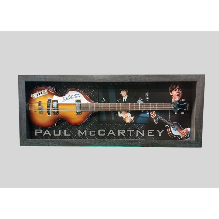 Paul McCartney left-handed Hofner Bass guitar signed & framed with proof