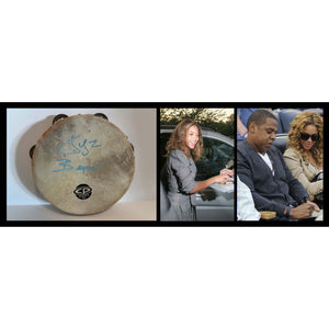 Beyonce Knowles  Shawn "JAY-Z" Carter tambourine signed with proof
