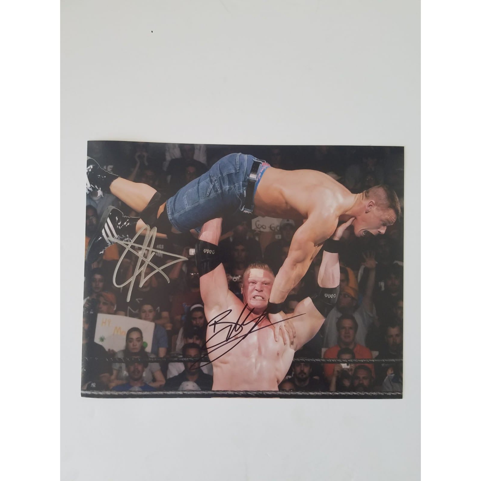 Brock Lesnar and John Cena 8x10 photograph signed