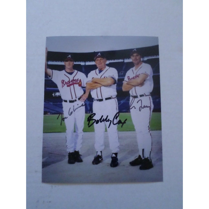 Tom glavine Bobby Cox and Greg Maddux 8 by 10 signed photo - Awesome Artifacts 