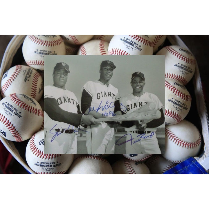 Willie McCovey Willie Mays and Jim Hart 8 x 10 signed photo - Awesome Artifacts 