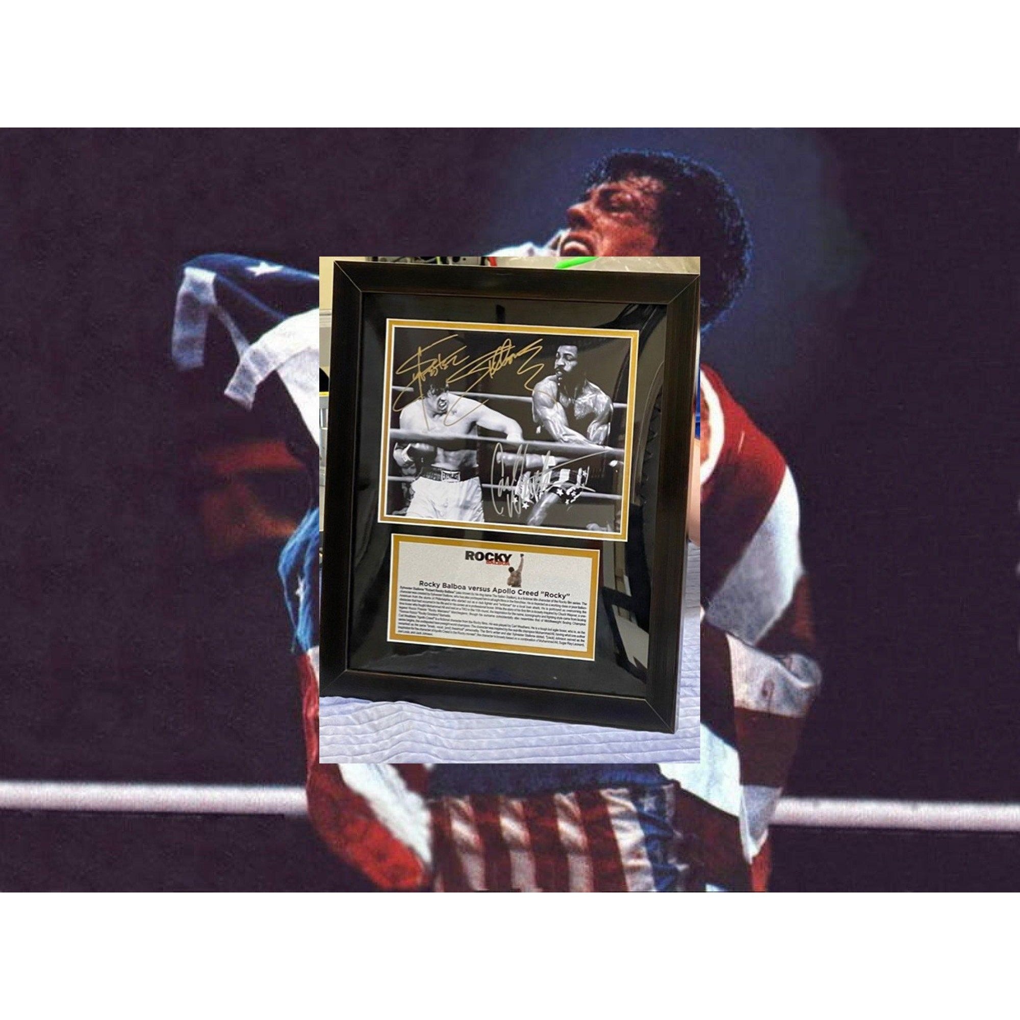 Rocky Sylvester Stallone & Carl Weathers signed and framed with proof