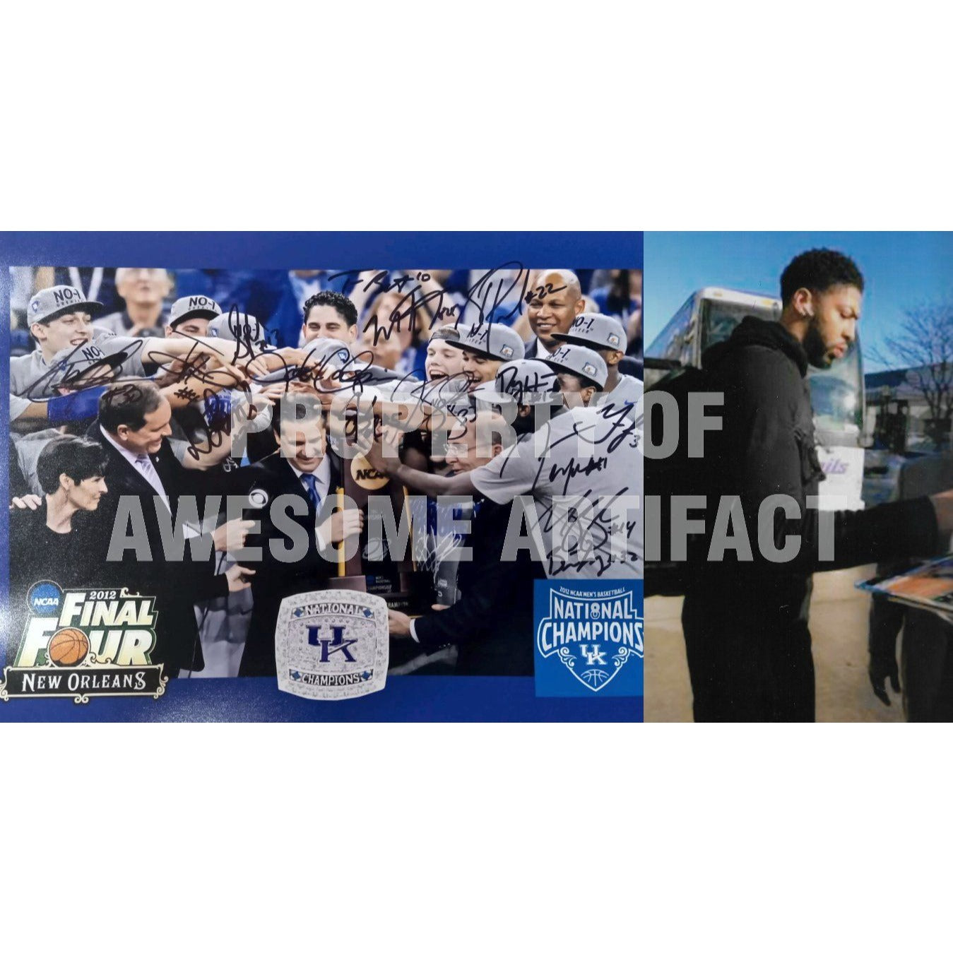 University of Kentucky Anthony Davis John Calipari 2012 NCAA national champions team signed 11 by 14 photo