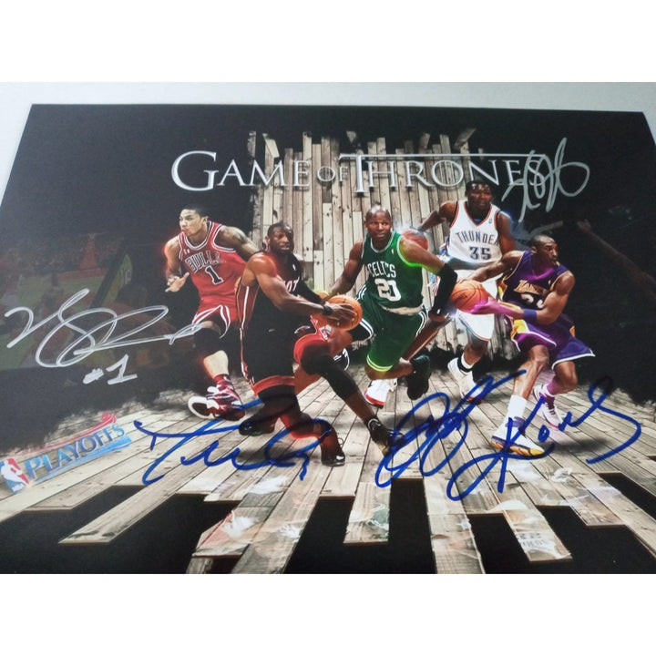 Kobe Bryant Kevin Durant Ray Allen Dwyane Wade Derrick Rose signed photo with proof - Awesome Artifacts 