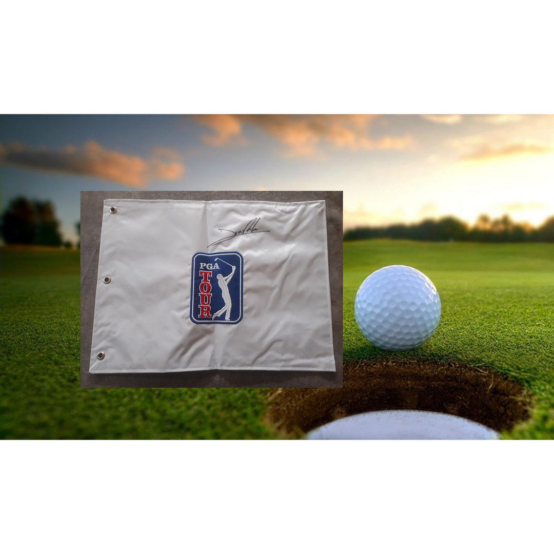 John Rahm PGA golf Tour flag signed with proof