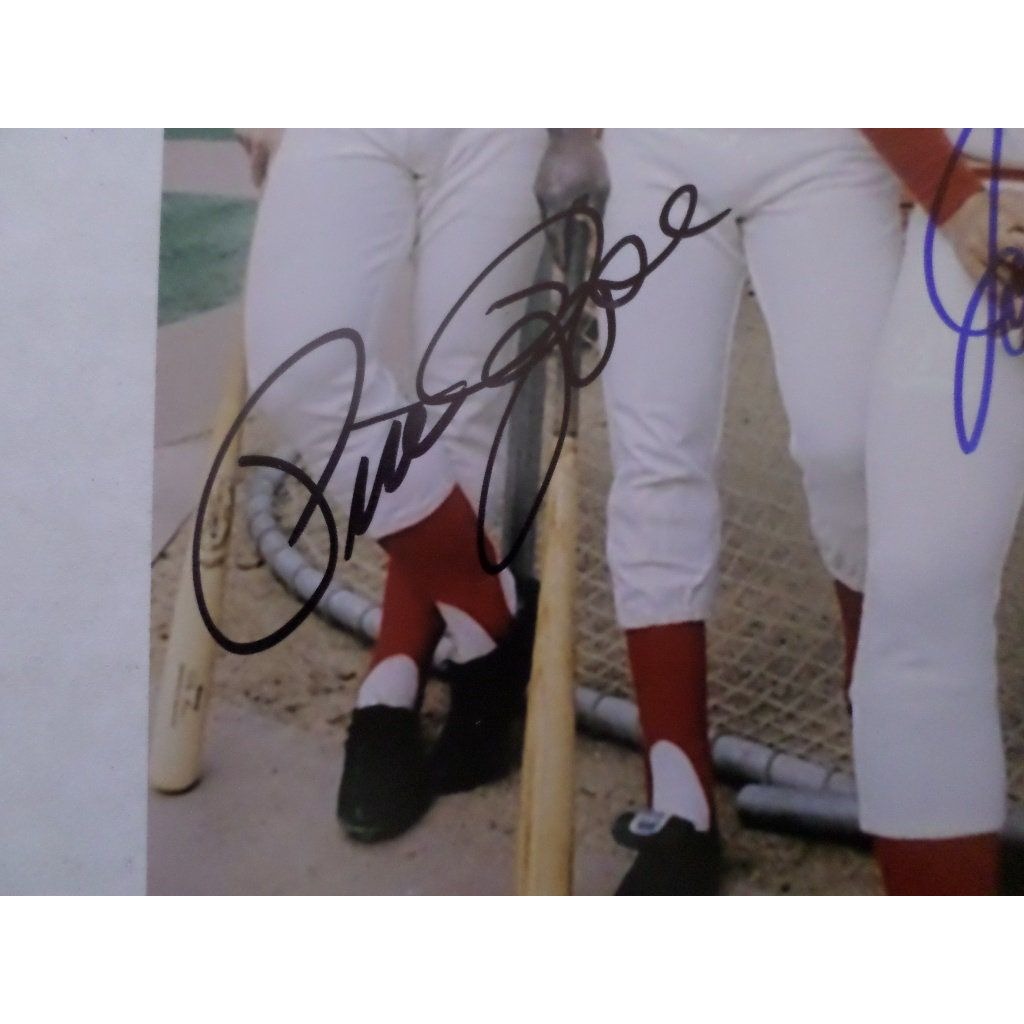 Joe Morgan Pete Rose and Johnny Bench 8 by 10 signed photo